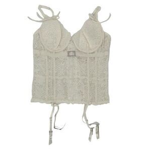 Rhonda‎ Shear Womens Laced Sweetheart Neckline Bustier Bra Cream Size Large